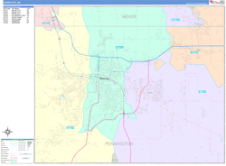 Rapid City Wall Map Color Cast Style 2024